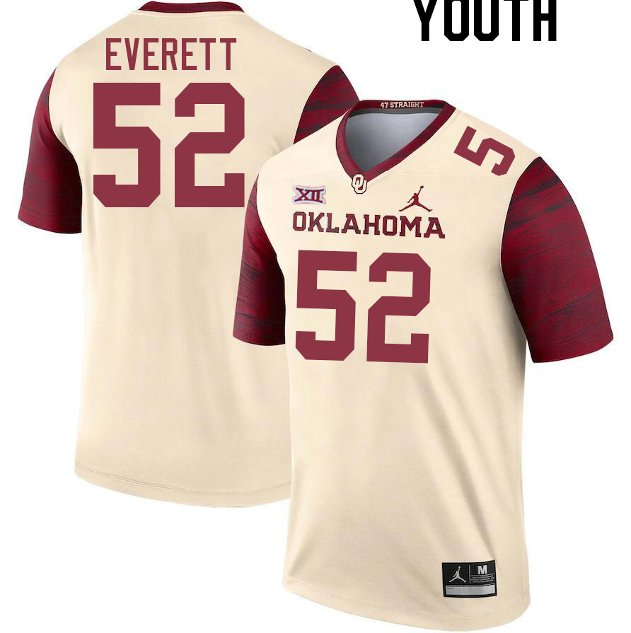 Youth #52 Troy Everett Oklahoma Sooners College Football Jerseys Stitched Sale-Cream - Click Image to Close